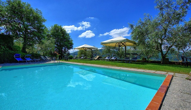 Apartment with WIFI, pool, TV, patio, pets allowed, panoramic view, close to Greve In Chianti