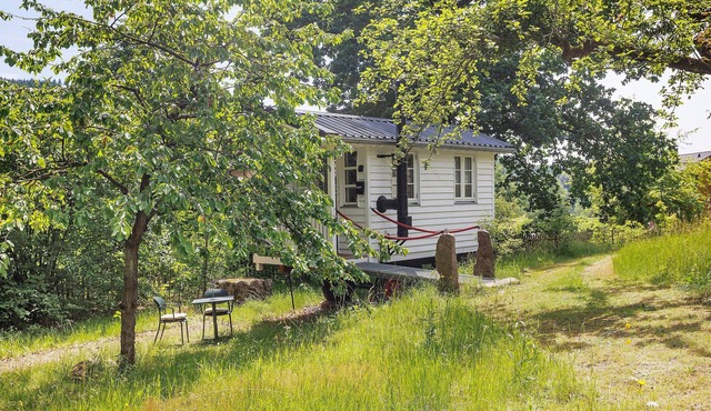 Tiny Home Waldwagen Altes Forstamt Sinntal, sep. kitchen/bath 50m, mountain view, 18k sqm garden in Sinntal